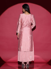 Pink Chanderi Kurta and Georgette Sharara Set