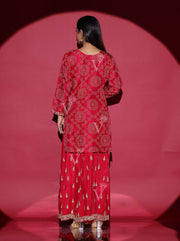 Ruby Pink Bandhani Kurta and Palazzo Set