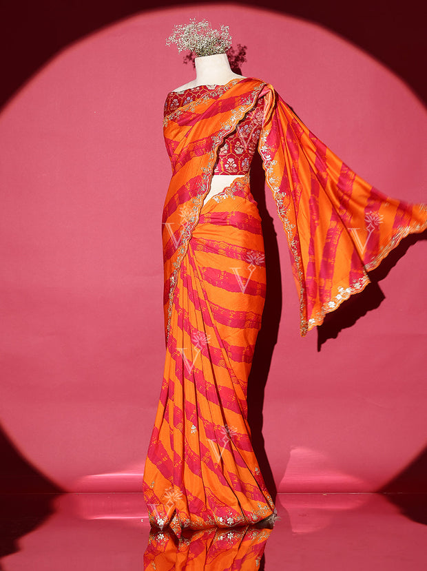 Orange Vasansi Silk Leheriya Saree