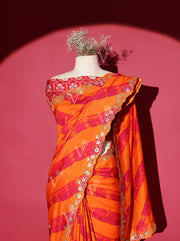 Orange Vasansi Silk Leheriya Saree