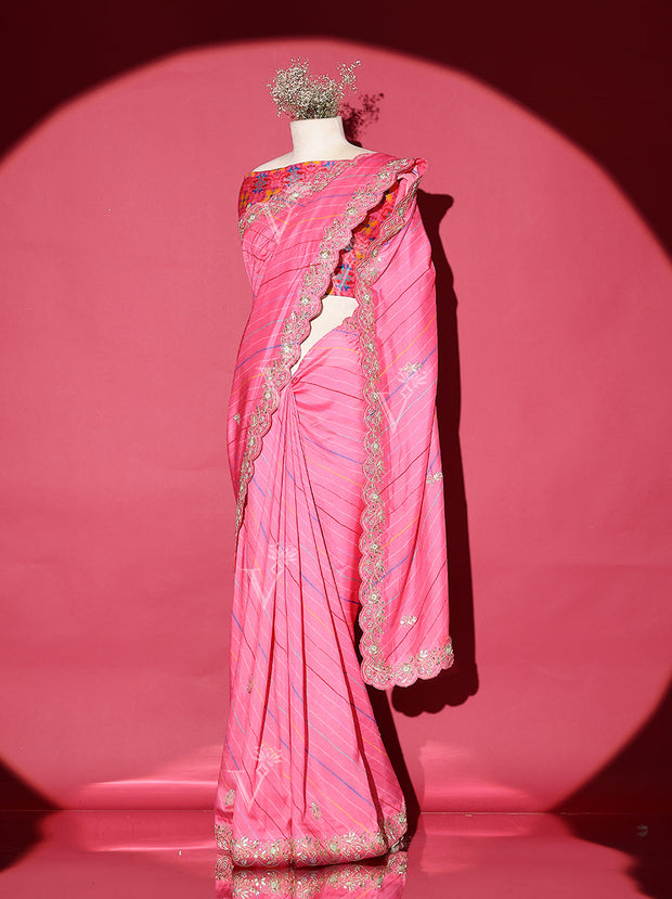 Pink Vasansi Silk Leheriya Saree