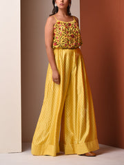 Yellow Satin Silk Jump Suit