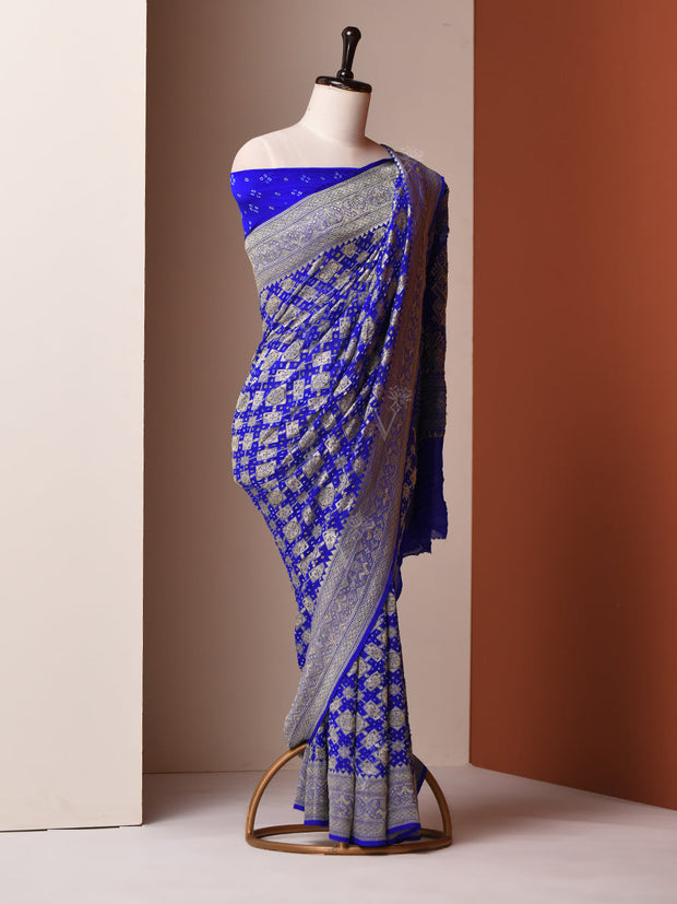 Blue Georgette Zari Saree