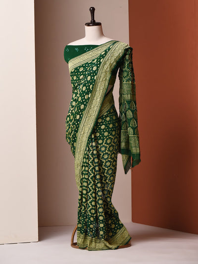 Green Georgette Zari Saree