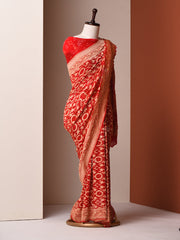 Red Georgette Zari Saree