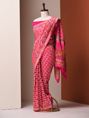 Pink Georgette Zari Saree