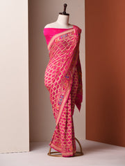 Pink Georgette Zari Saree