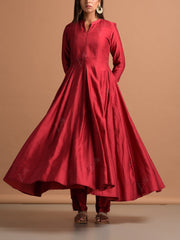 Red Chanderi Suit Set