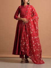 Red Chanderi Suit Set