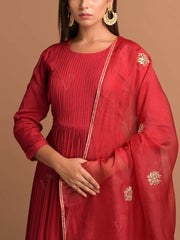 Red Wrinkle Chiffon Suit Set