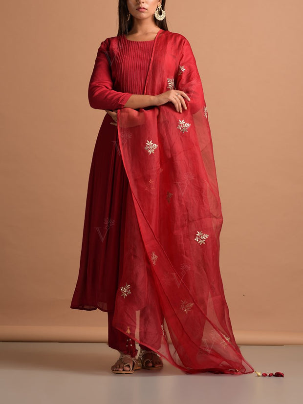 Red Organza Embroidery Dupatta