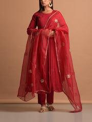 Red Wrinckle Chiffon Suit Set