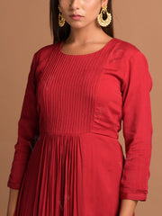 Red Wrinkle Chiffon Suit Set