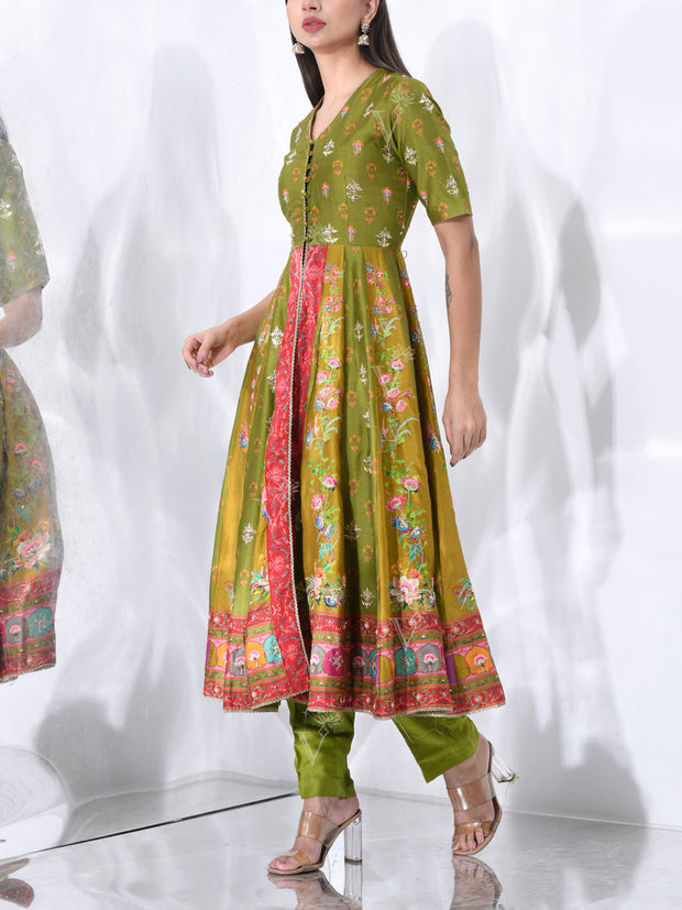 Green Vasansi Silk Kurta Set