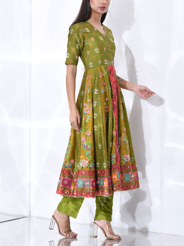 Green Vasansi Silk Kurta Set