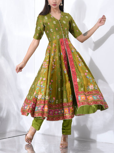 Green Vasansi Silk Kurta Set