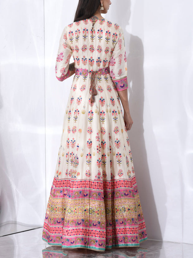 Ivory Vasansi Silk Printed Anarkali Gown