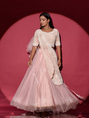 Powder Pink Organza Lehenga Set