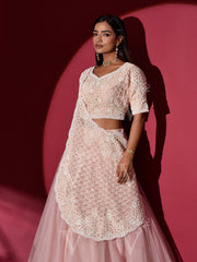 Powder Pink Organza Lehenga Set