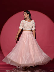 Powder Pink Organza Lehenga Set