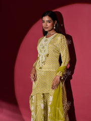 Lime Green Kurta and Sharara Set