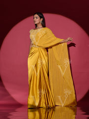 Yellow Silk Drape Saree