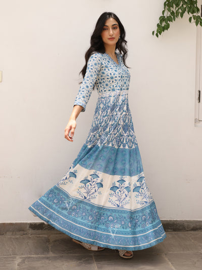 Blue Vasansi Silk Anarkali Gown