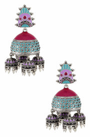 Silver Rangoli Rawa Jhumka Earrings