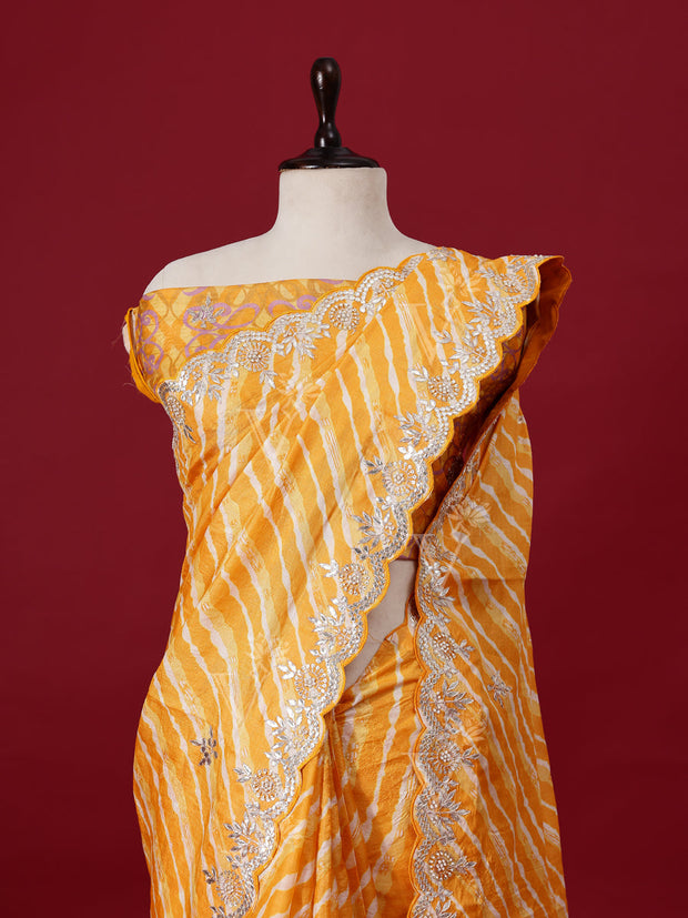 Mango yellow Vasansi Silk Saree