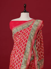 Pink Georgette Zari Saree