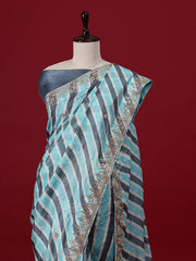 Blue Leheriya Tussaud silk saree