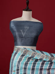 Blue Leheriya Tussaud silk saree