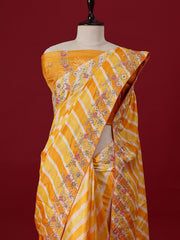 Yellow Leheriya Tusser Silk saree