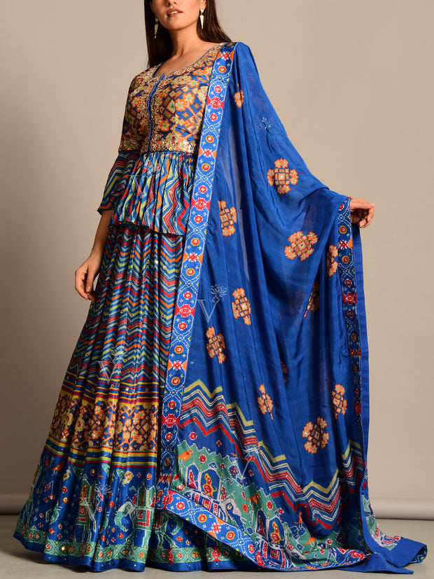 Blue Peplum Lehenga Set