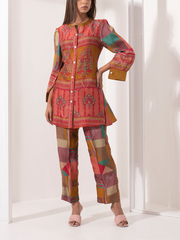 Multi Color Silk Pant Set