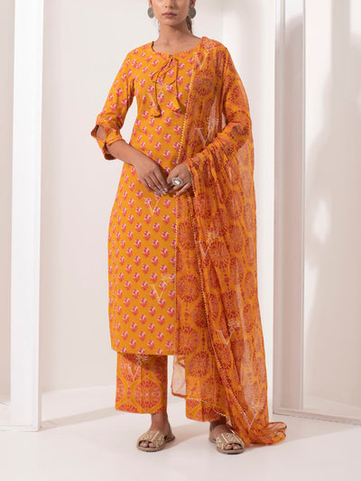 Orange Cotton Suit Set