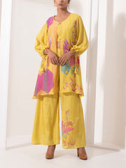 Lemon Yellow Jacket With Palazzo Set