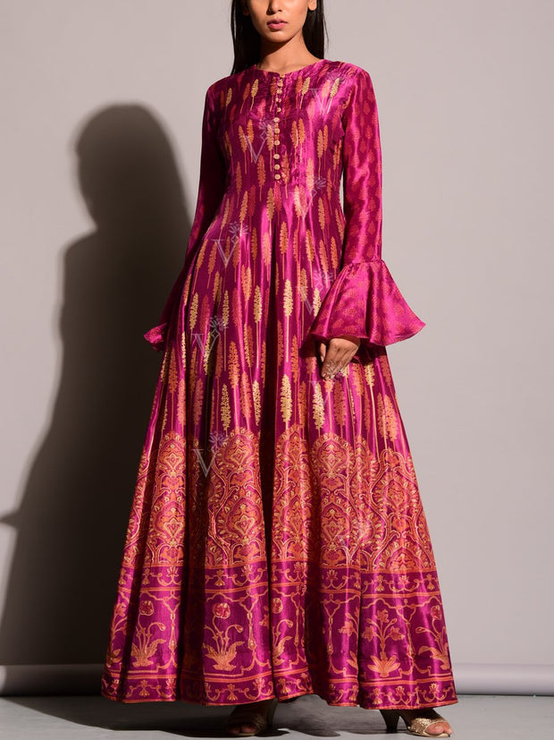 Anarkali, Anarkalis, Printed, Gown, Gowns, Long Dress, Floor Length, Silk