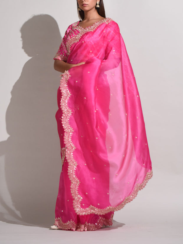 Pink Organza Saree