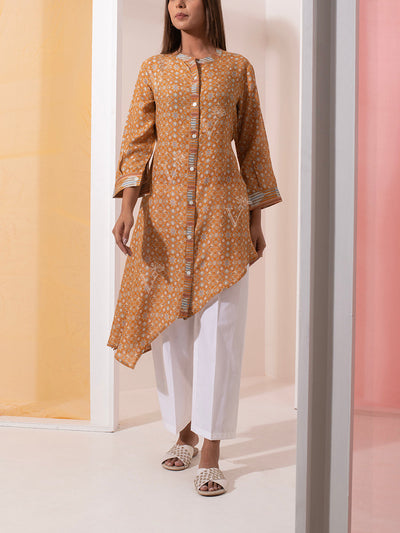 Mustard Vasansi Silk Short Kurta