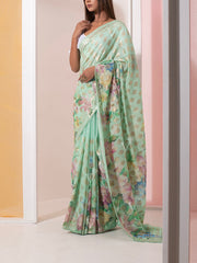 Mint Green Sequins Georgette Saree