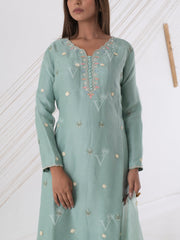 Grey Organza Silk Kurta Set