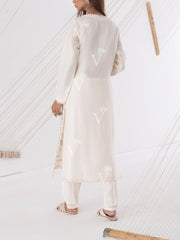 Off White Embroidered Kurta Set