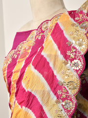 Purple And Yellow Silk Leheriya  Gotta Patti Saree