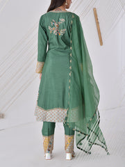 Green Chanderi Embroidered Suit Set