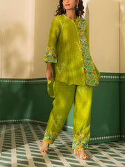 Lime Green Vasansi Silk Bandhani Co-ord Set