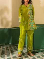 Lime Green Vasansi Silk Bandhani Co-ord Set