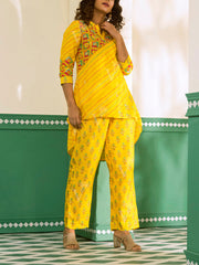 Yellow Vasansi Silk Leheriya Co-ord Set