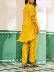 Yellow Vasansi Silk Leheriya Co-ord Set