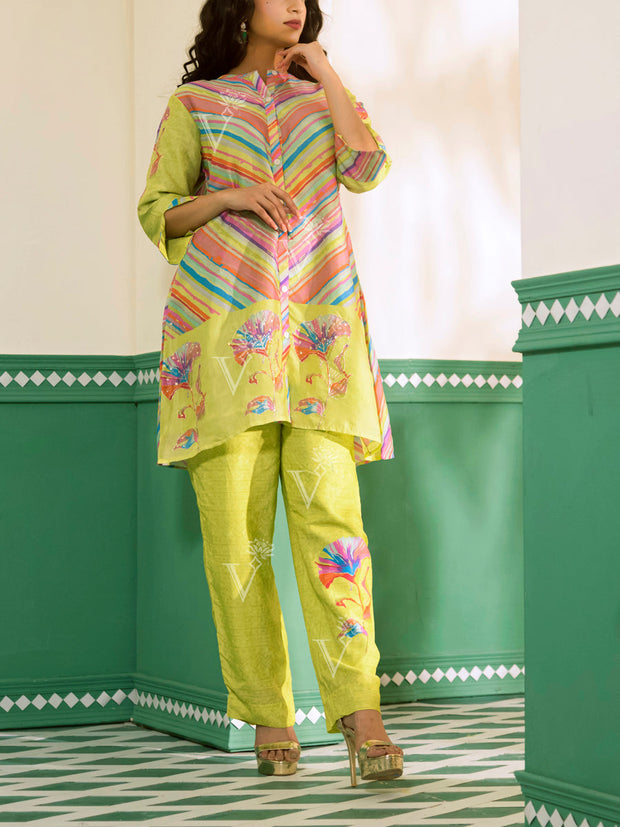 Multi Color Vasansi Silk Leheriya Co-ord Set